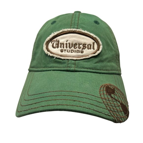Universal Studios Green Strapback Baseball Hat Cap Distressed Dad Patch Logo - Picture 1 of 10